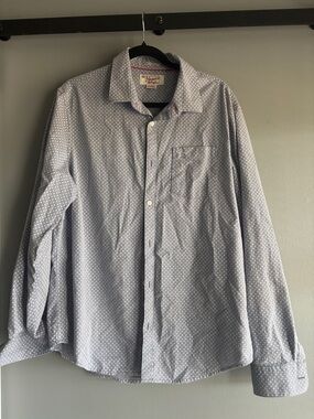 Men's Casual Blue Dot Button-Down Shirt